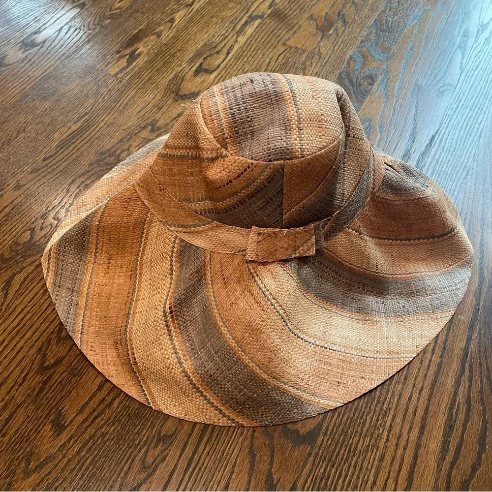 SHEBOBO Monica Wide Brim Multicolor Stripe Pattern Packable Straw Sun Hat_3